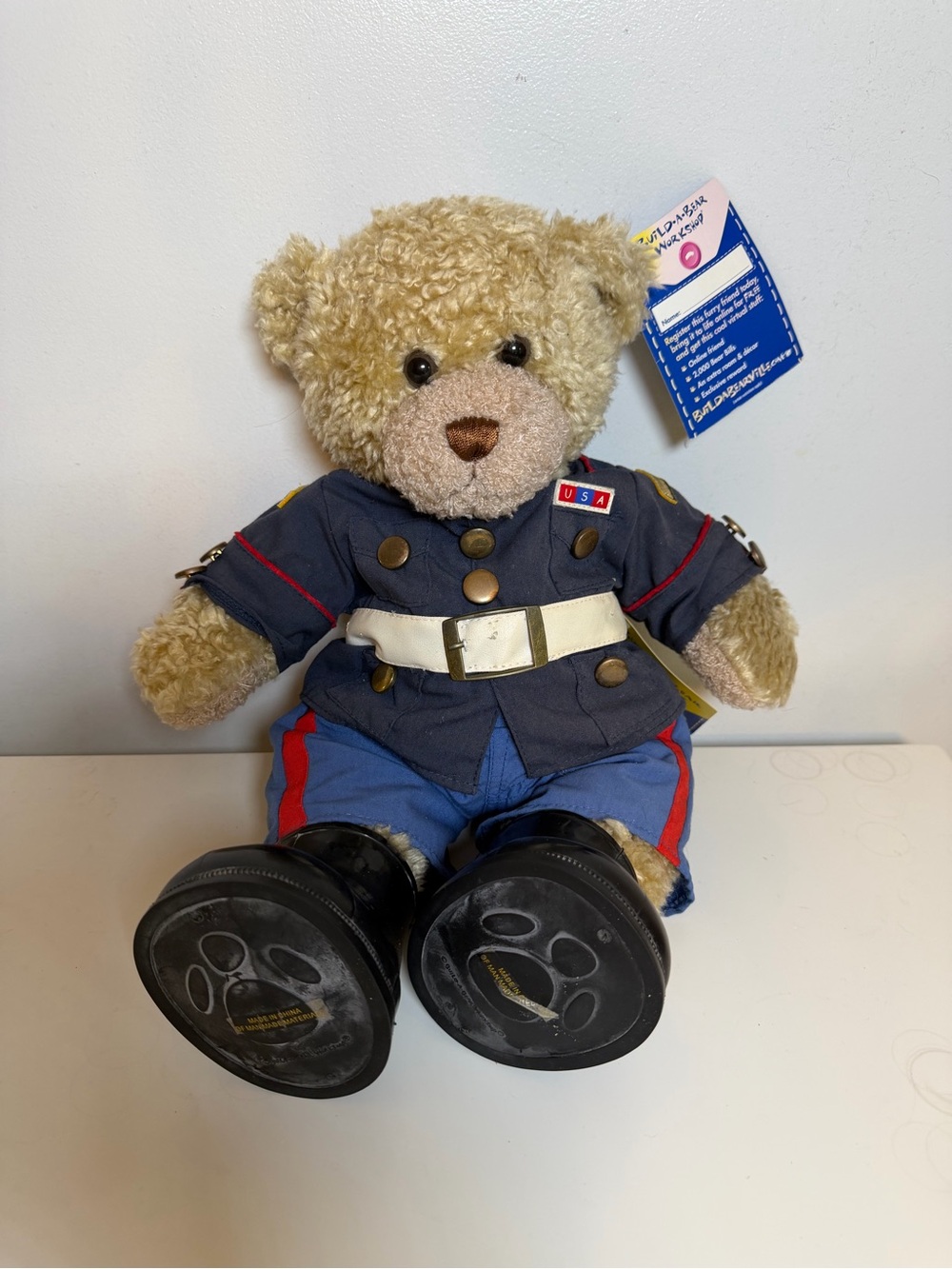 Build-A-Bear NWT Curly Teddy Plush Marine Clothes Military Uniform Boots
